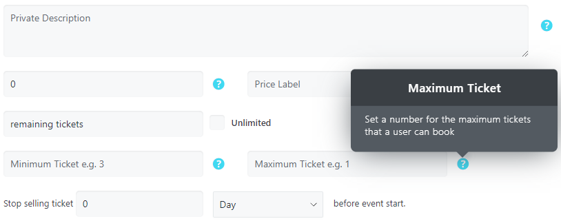 Event Details - Maximum Tickets