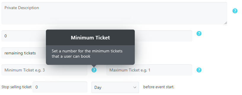 Event Details - Minimum Tickets