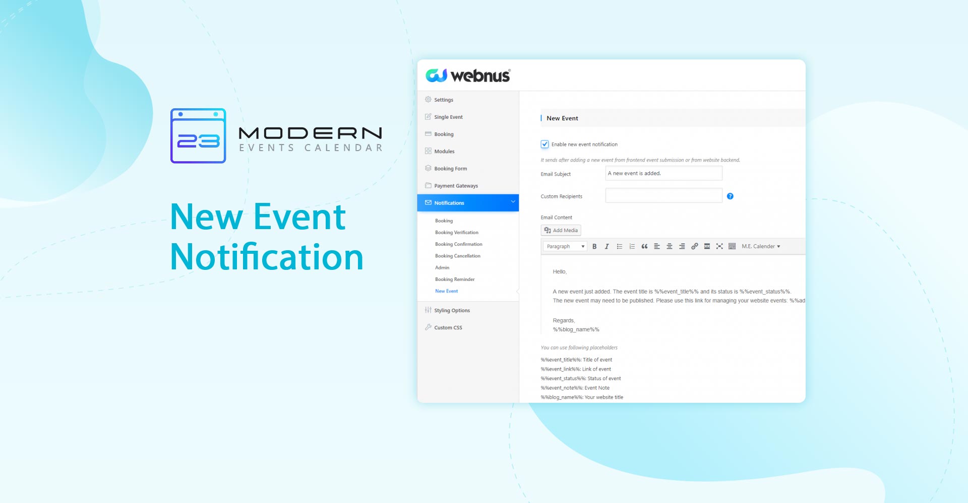 New Event Notification Modern Events Calendar New Event Notification Modern Events Calendar