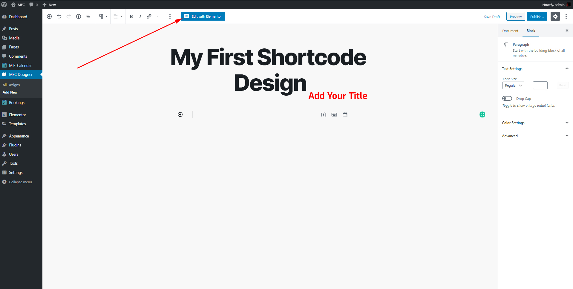 Modern event calendar shortcode designer addon